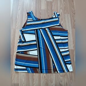 Traveler's By Chico's Striped Blue and Brown Top
